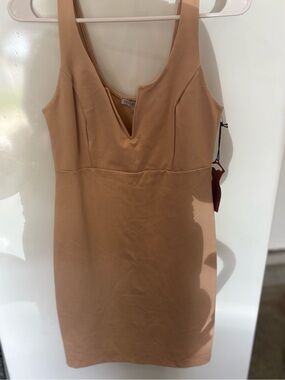 H&M Beige Sleeveless Mini Dress with V-Notch